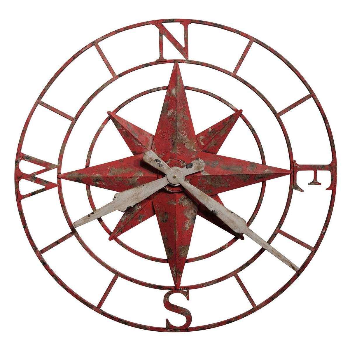 Howard Miller Compass Rose Wall Clock - Red