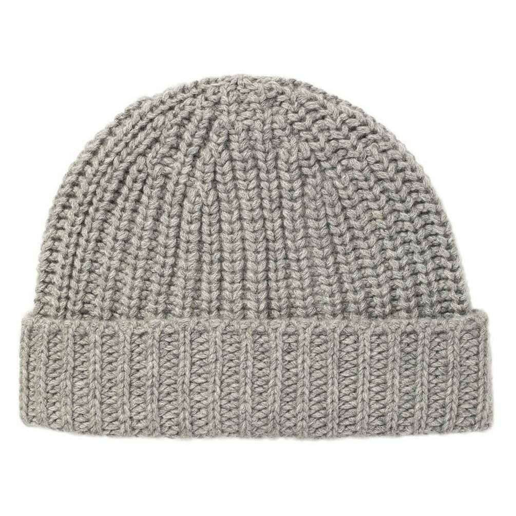 Johnstons of Elgin Chunky Ribbed Cashmere Beanie - Light Grey