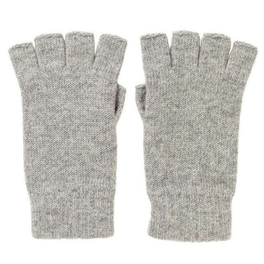 Johnstons of Elgin Fingerless Cashmere Gloves - Light Grey