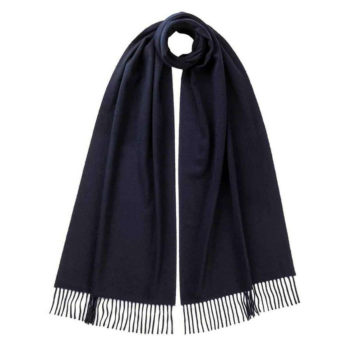 Johnstons of Elgin Plain Wool Scarf - Dark Navy