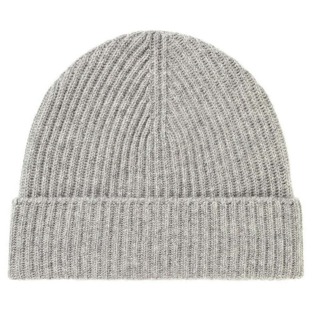 Johnstons of Elgin Ribbed Cashmere Beanie - Light Grey