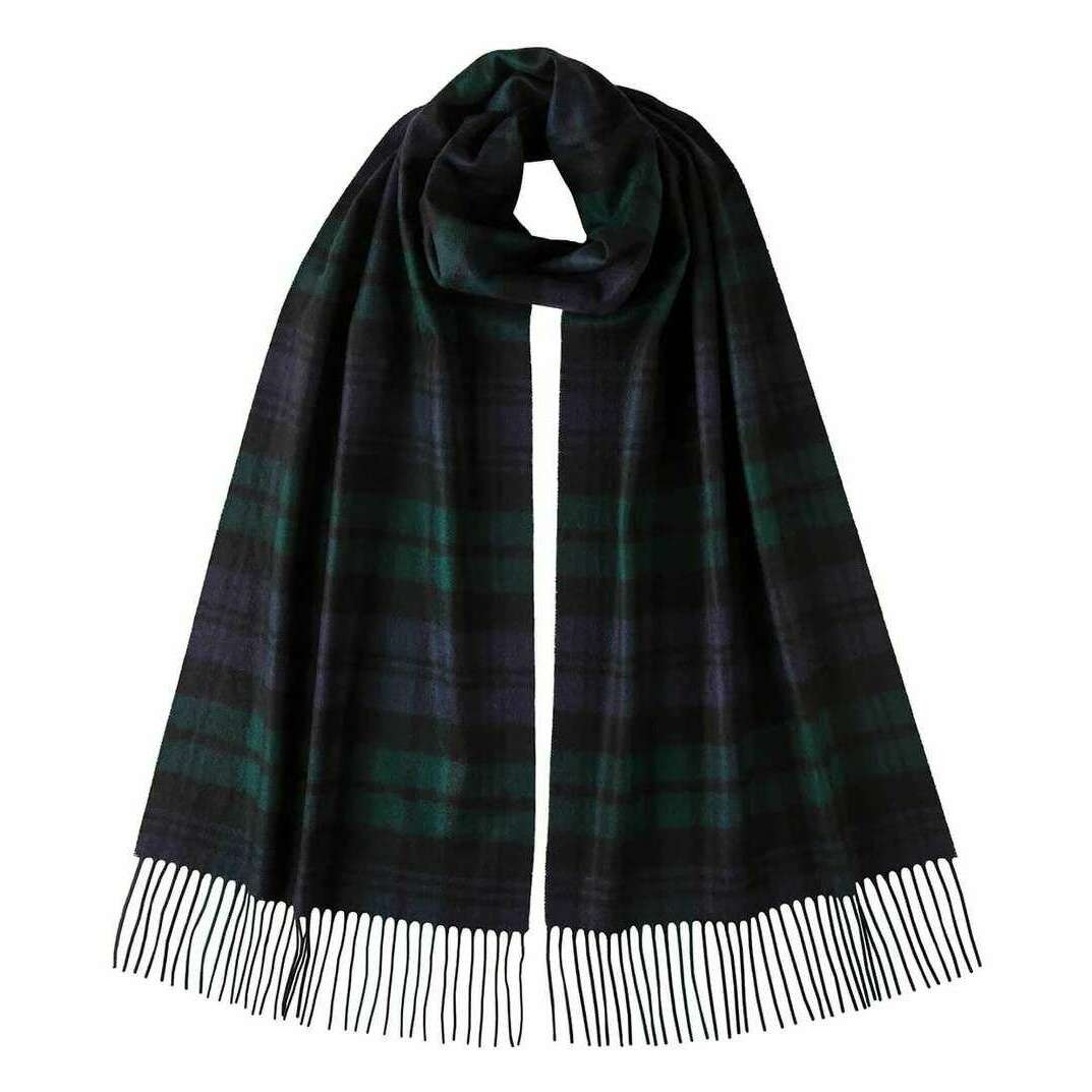 Johnstons of Elgin Tartan Wool Scarf - Black Watch