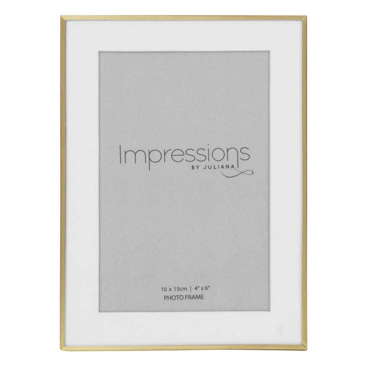 Juliana Brushed Brass Finish Photo Frame 4 x 6 - Brass/White