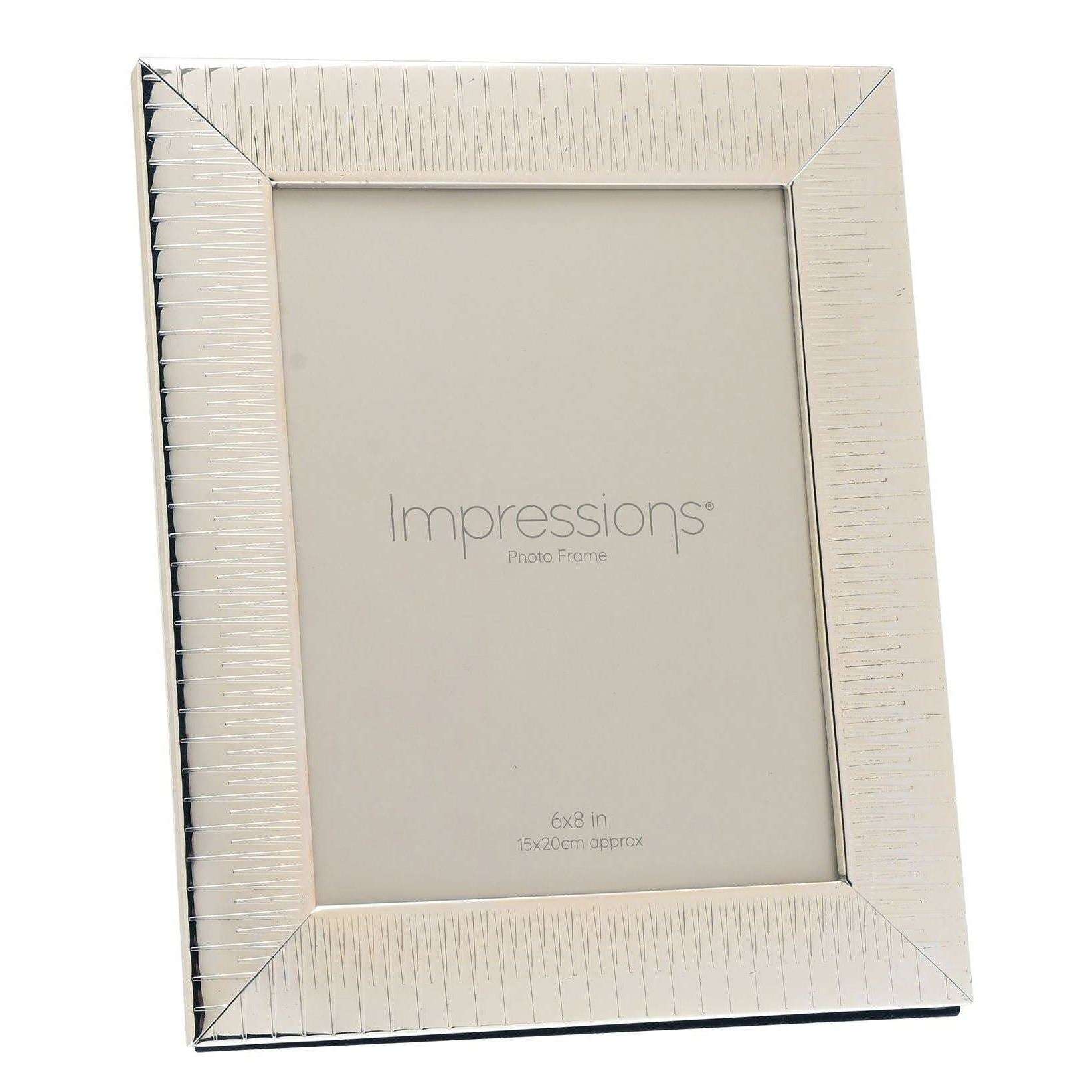 Juliana Impressions Ridgid Design Silver Plated Frame 6 x 8 - Silver/White