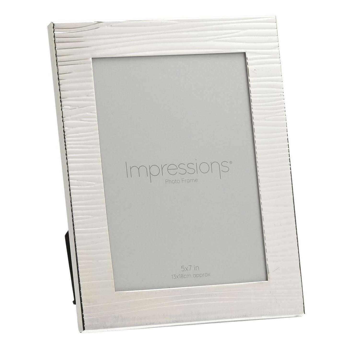 Juliana Impressions Ripple Texture Silver Plated Frame 5 x 7 - Silver/White