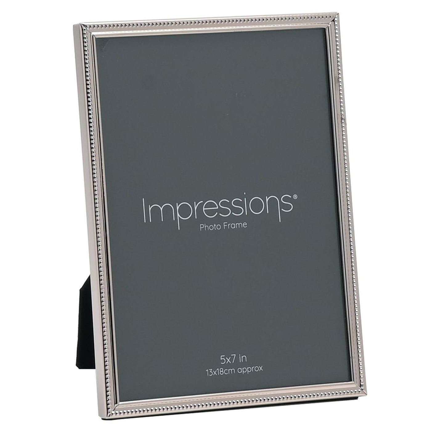 Juliana Impressions Silver Plated Thin Beaded Photo Frame 5 x 7 - Silver