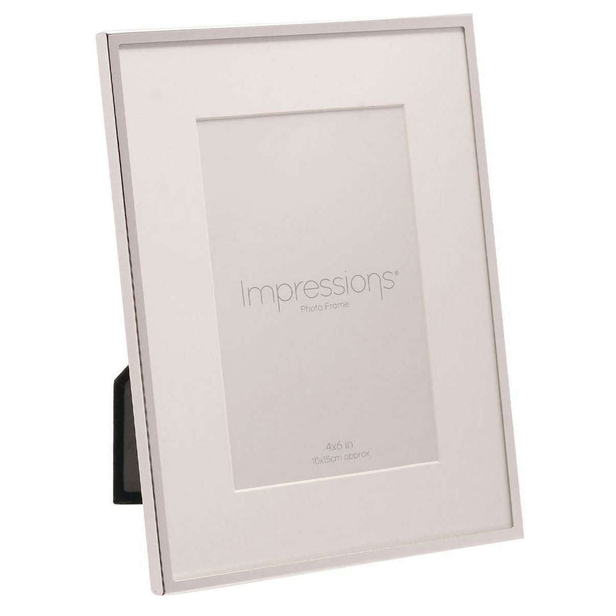 Juliana Impressions Silver Plated White Border Photo Frame 4 x 6 - Silver/White