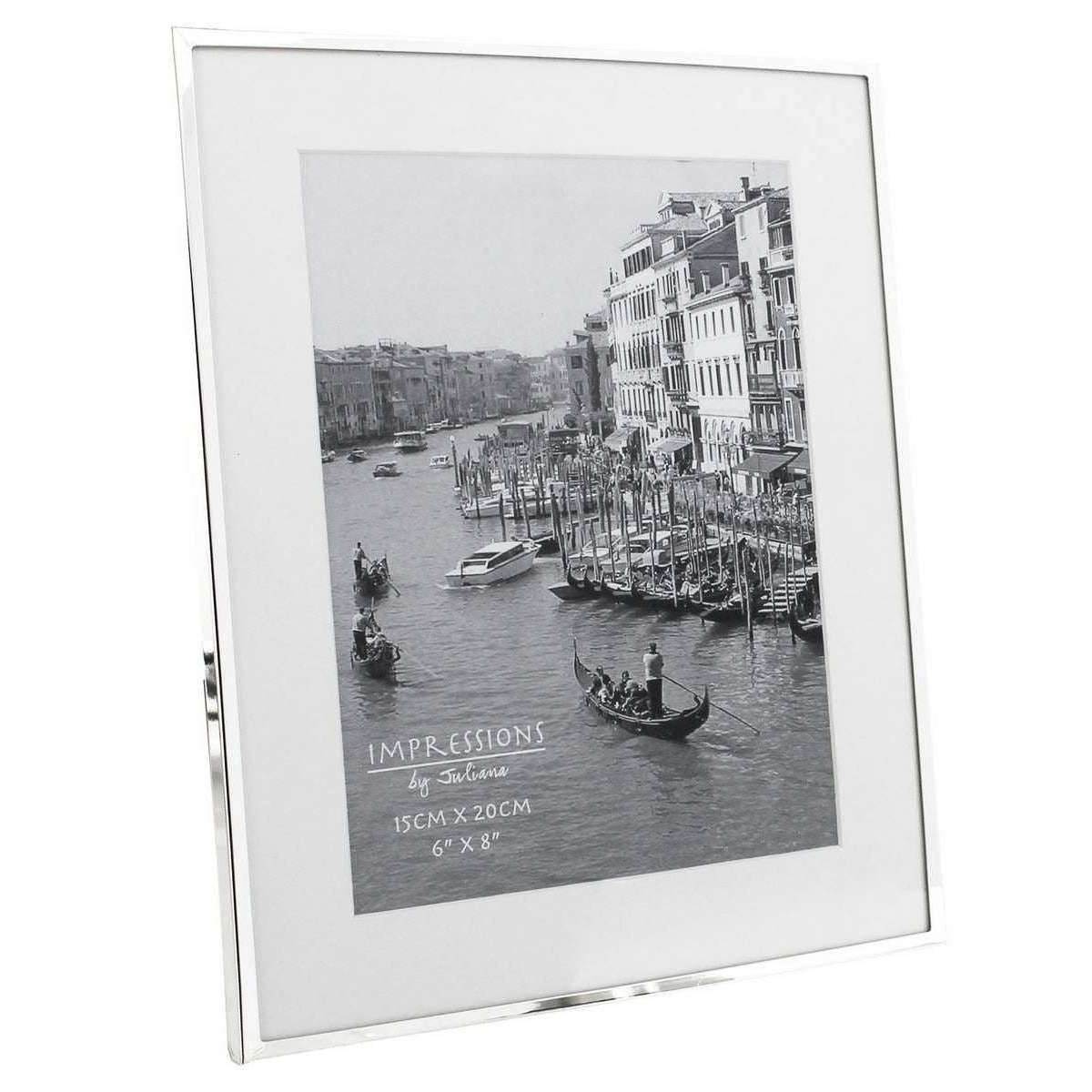 Juliana Impressions Silver Plated White Border Photo Frame 6 x 8 - Silver/White