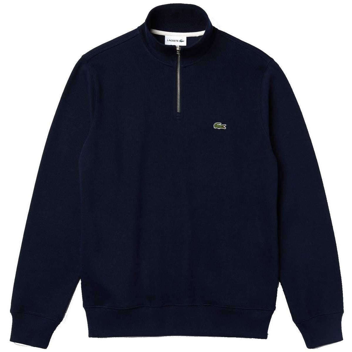 Lacoste Half Zip Stand Up Collar Cotton Sweatshirt - Navy