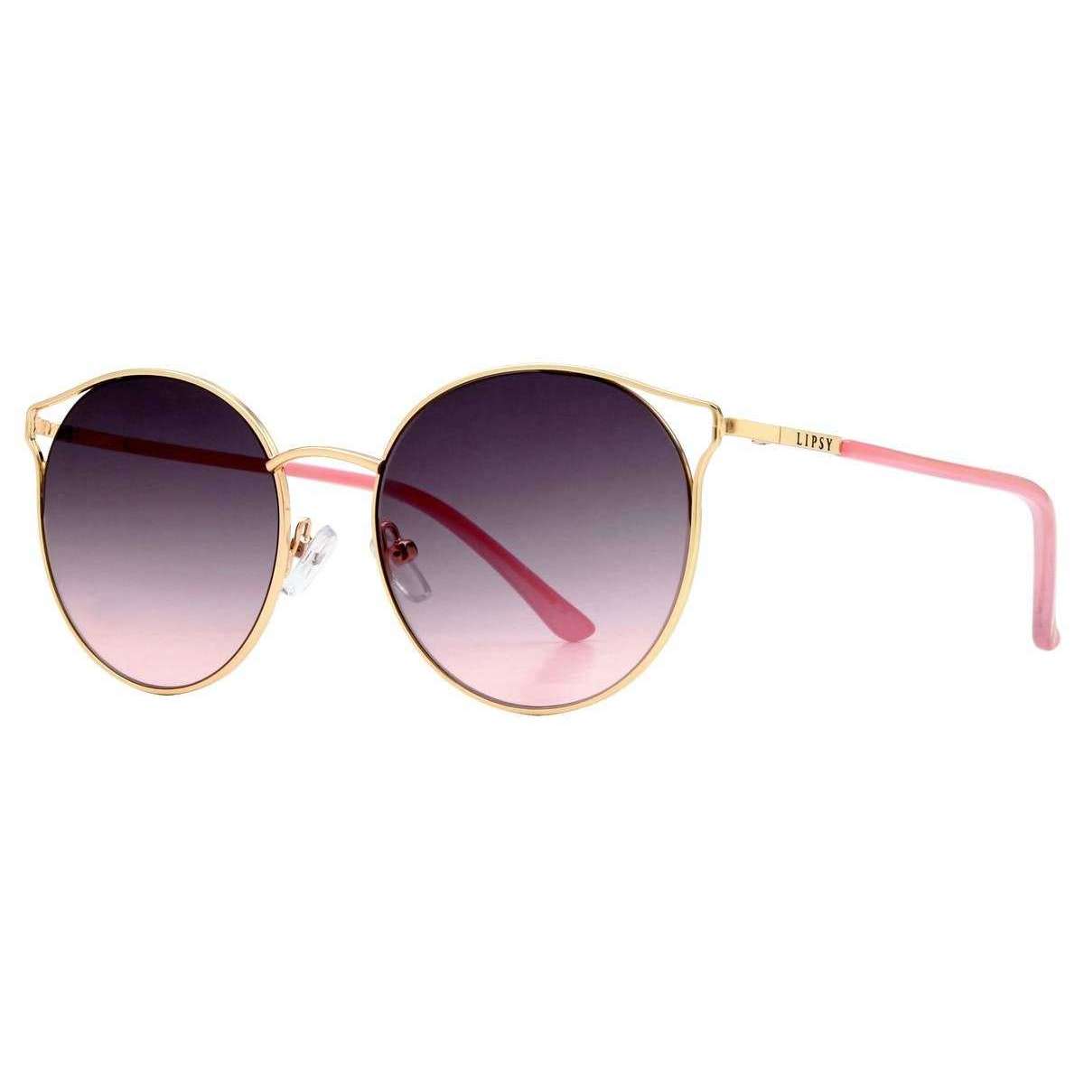 Lipsy London D-Frame Diamante Round Sunglasses - Red/Gold