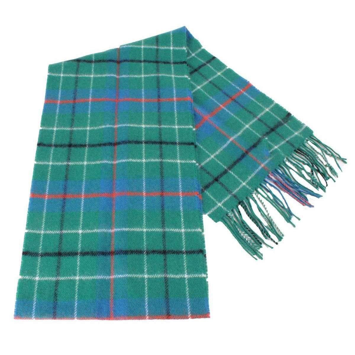 Locharron of Scotland Bowhill Duncan Ancient Lambswool Tartan Scarf - Green/Blue