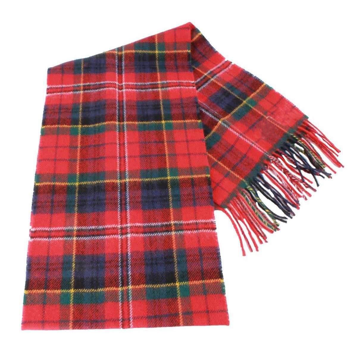 Locharron of Scotland Bowhill Macpherson Clan Modern Lambswool Tartan Scarf - Red/Blue/Green