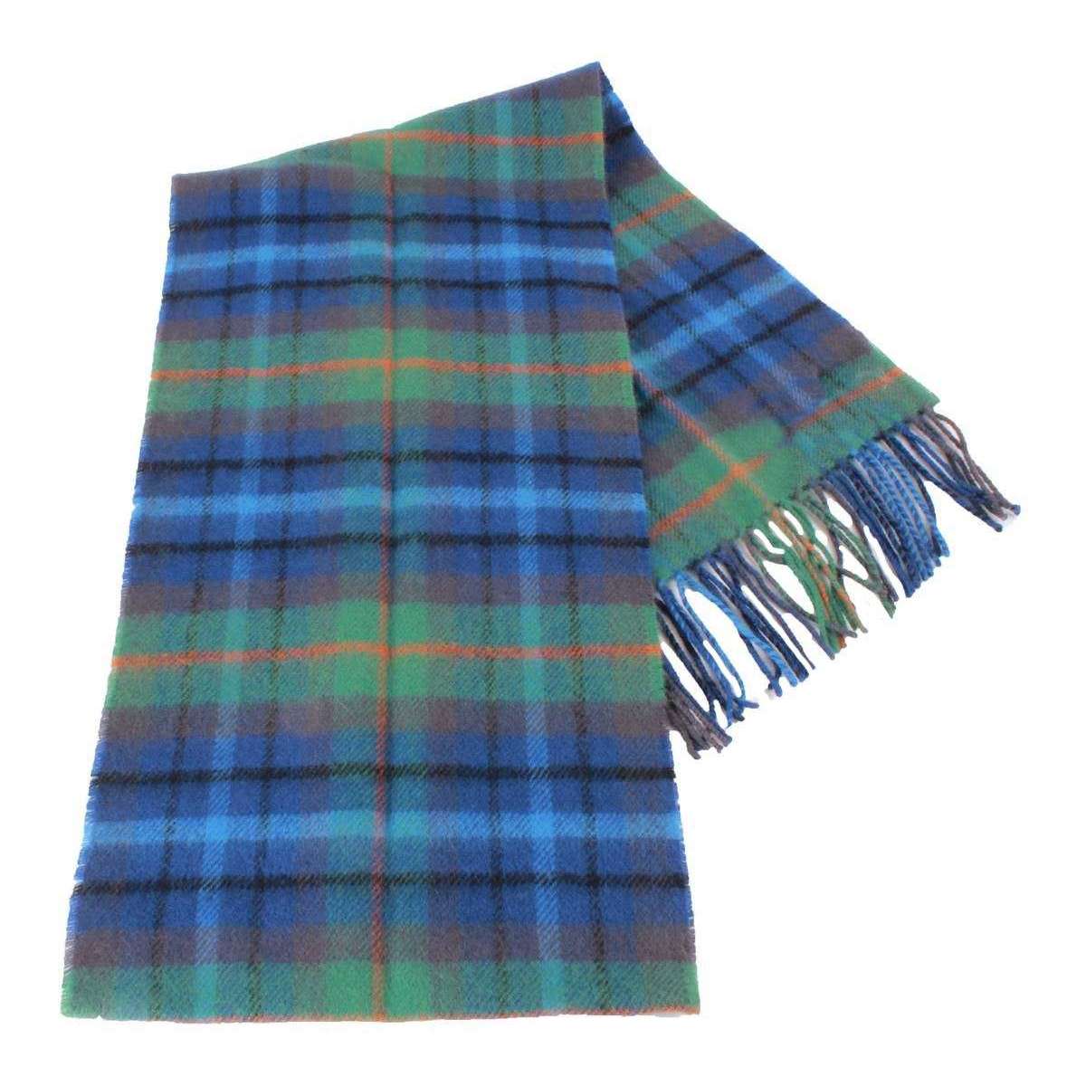 Locharron of Scotland Bowhill New York City Tartan Lambswool Tartan Scarf - Green/Blue