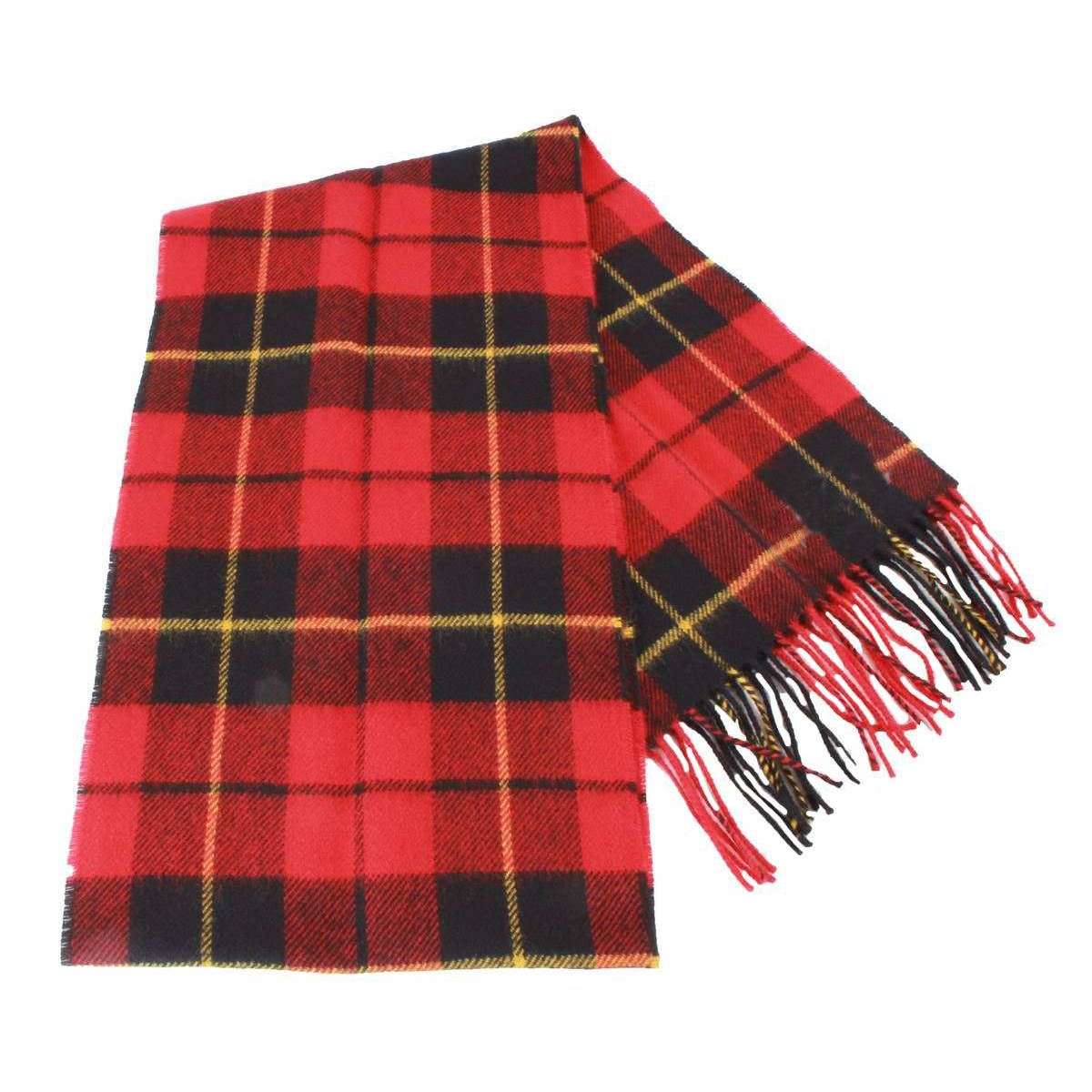 Locharron of Scotland Bowhill Wallace Modern Lambswool Tartan Scarf - Red/Green/Yellow