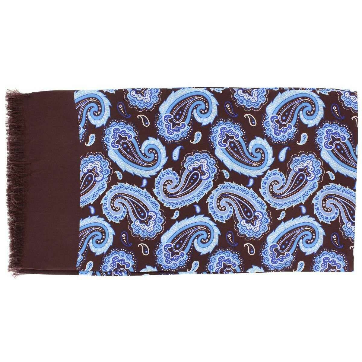 Michelsons of London Paisley Silk Scarf - Wine Red/Light Blue