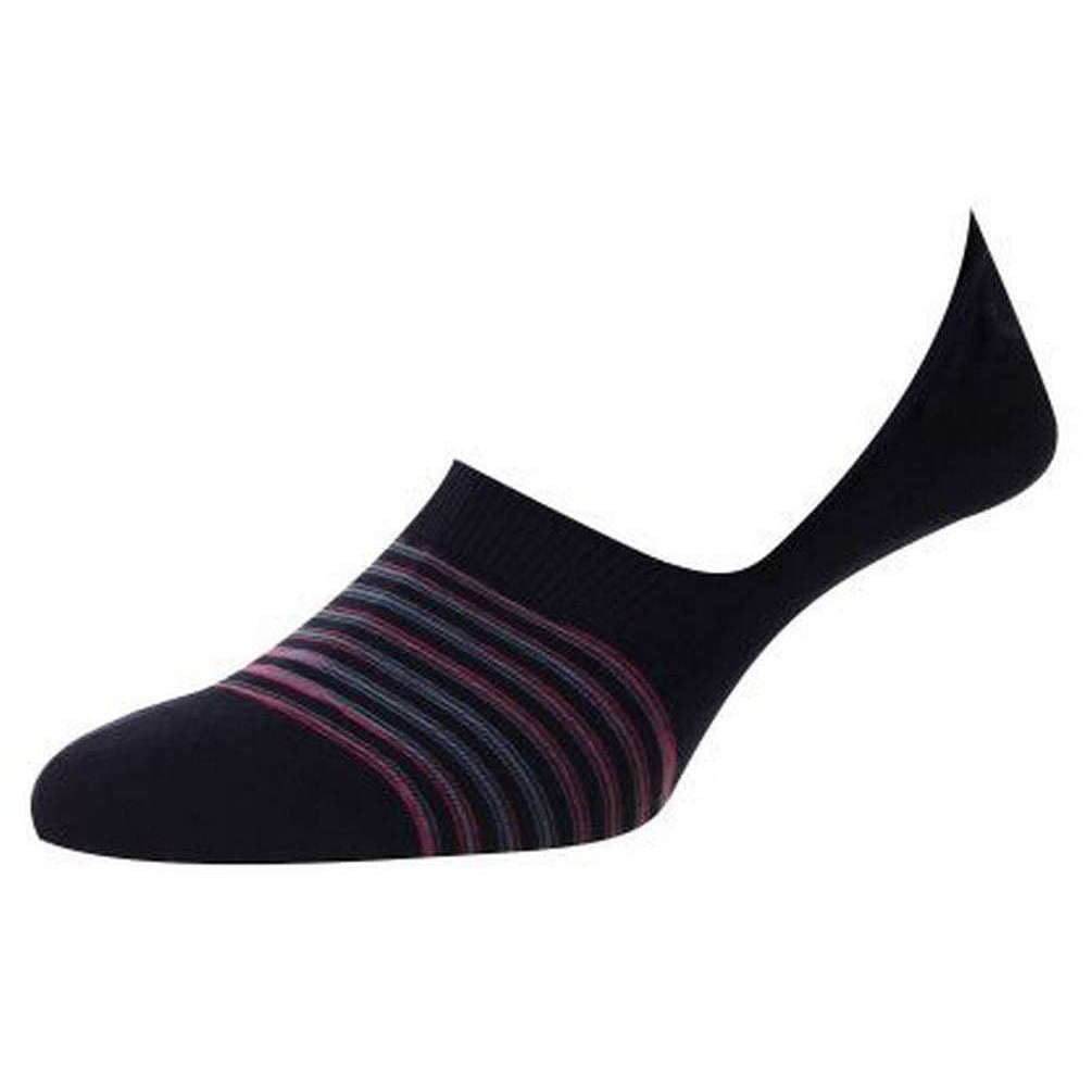 Pantherella Andros Space Dye Stripe Organic Cotton Socks - Navy/Pink