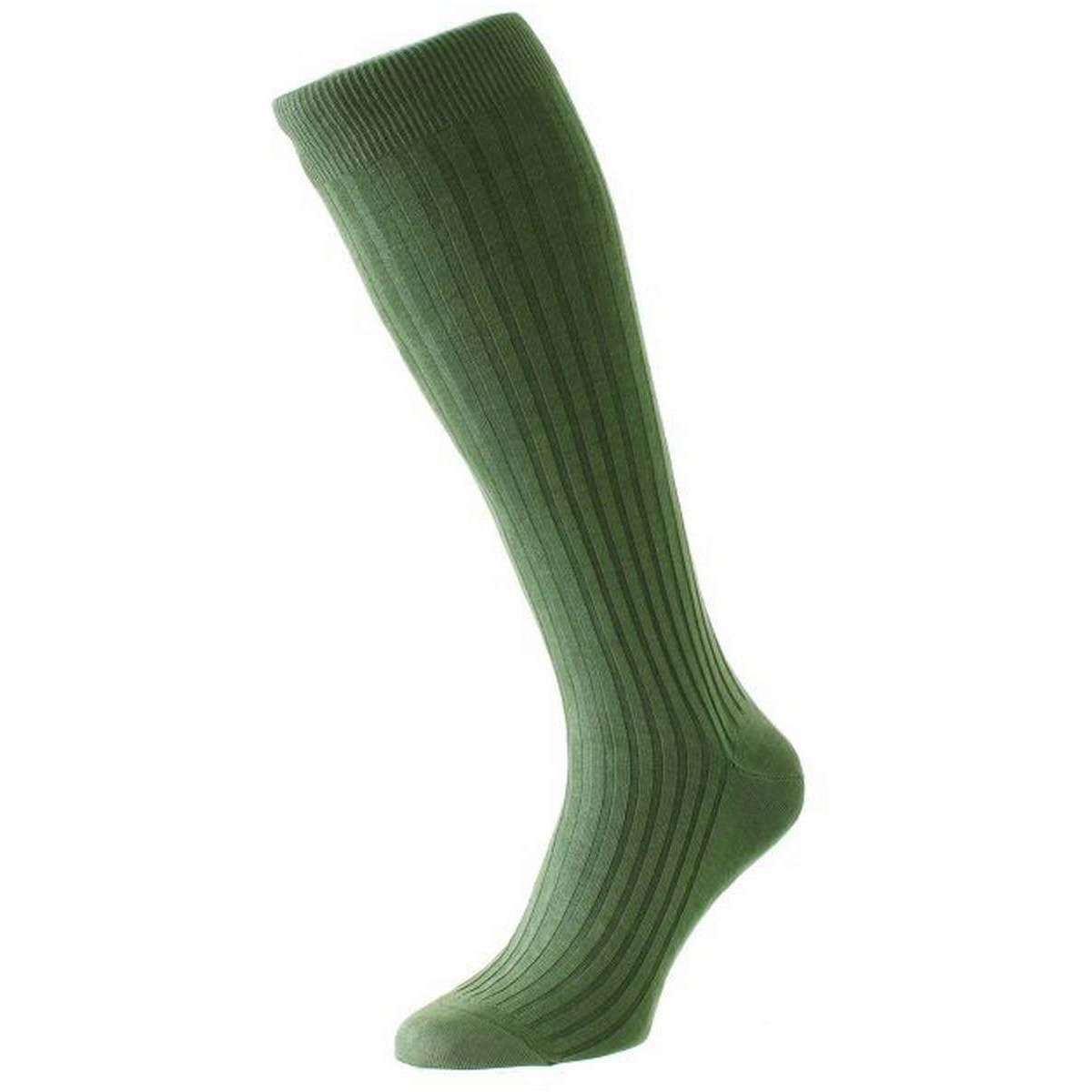 Pantherella Danvers Cotton Fil D’Ecosse Over the Calf Socks - Sage Green