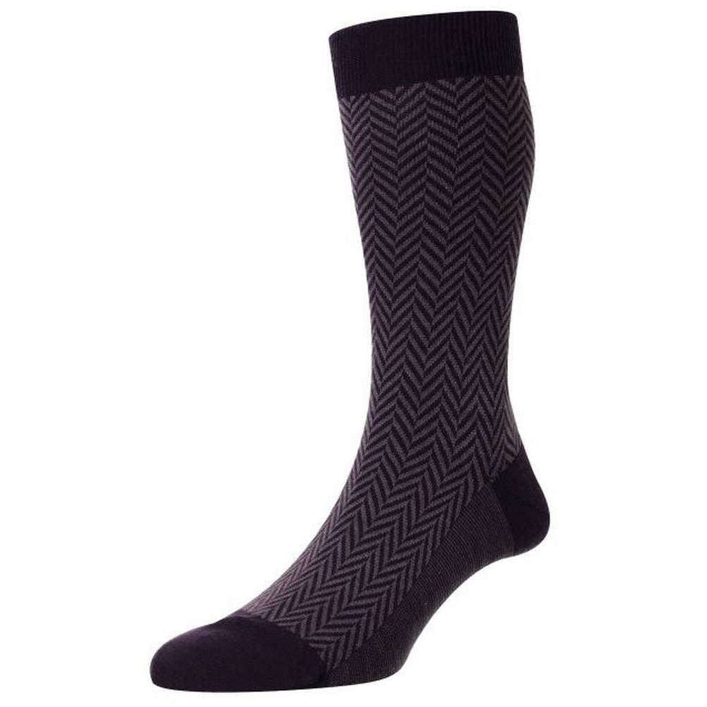 Pantherella Hendon Chunky Herringbone Merino Wool Socks - Blackberry Purple