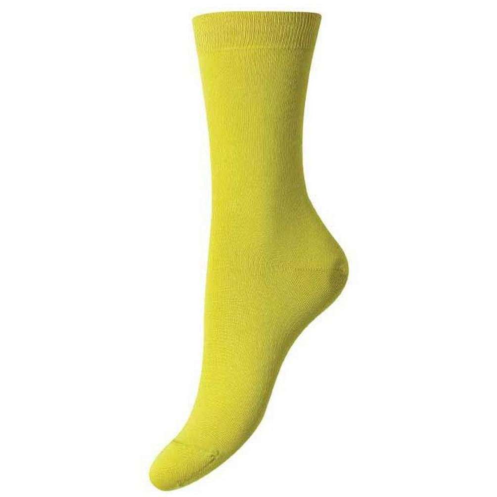 Pantherella Poppy Flat Knit Egyptian Cotton Ankle Socks - Chartreuse Green