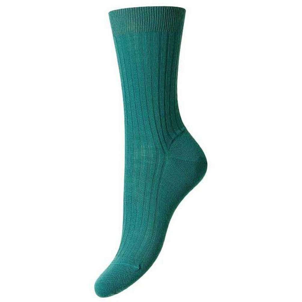Pantherella Rose Merino Wool Socks - Jade Green