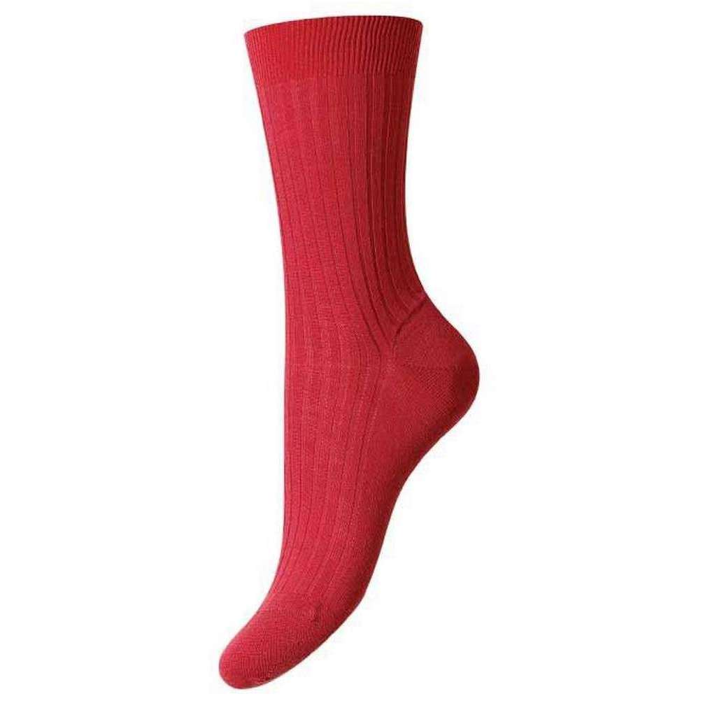 Pantherella Rose Merino Wool Socks - Raspberry Red