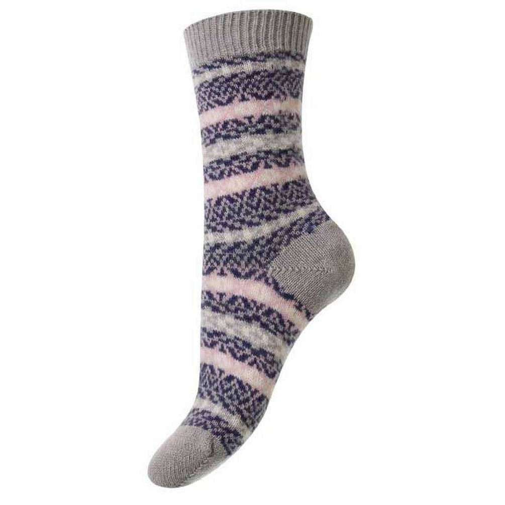 Pantherella Skye Traditional Fair Isle Cashmere Socks - Light Grey