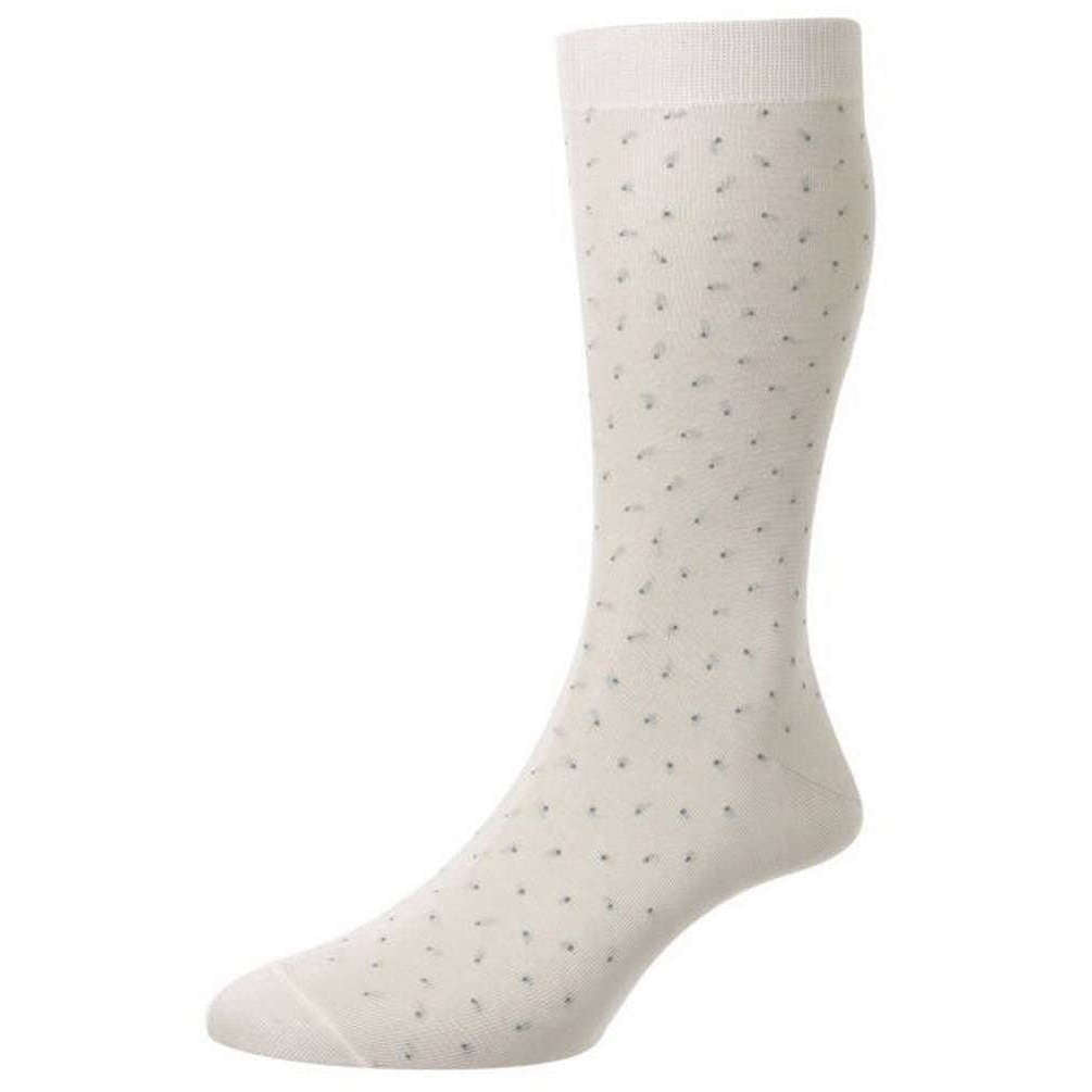 Pantherella Gadsbury Pindot Cotton Fil D’Ecosse Socks - Calico/Grey
