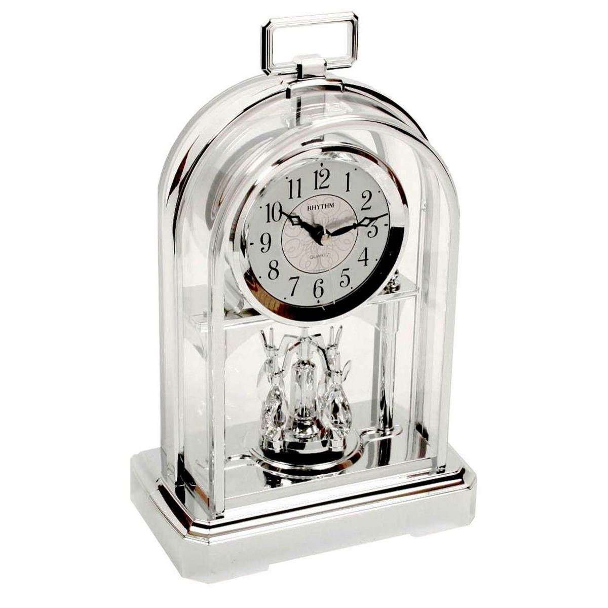 Rhythm Arched Art Deco Mantel Clock - Silver