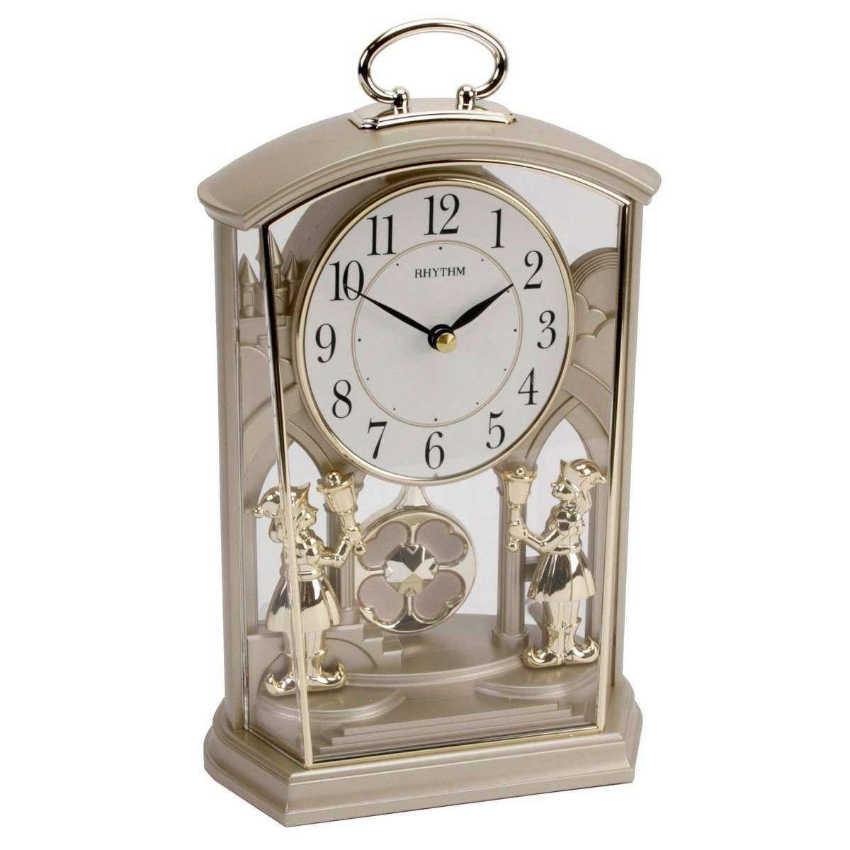 Rhythm Two Tone Carriage Mantel Clock - Gold