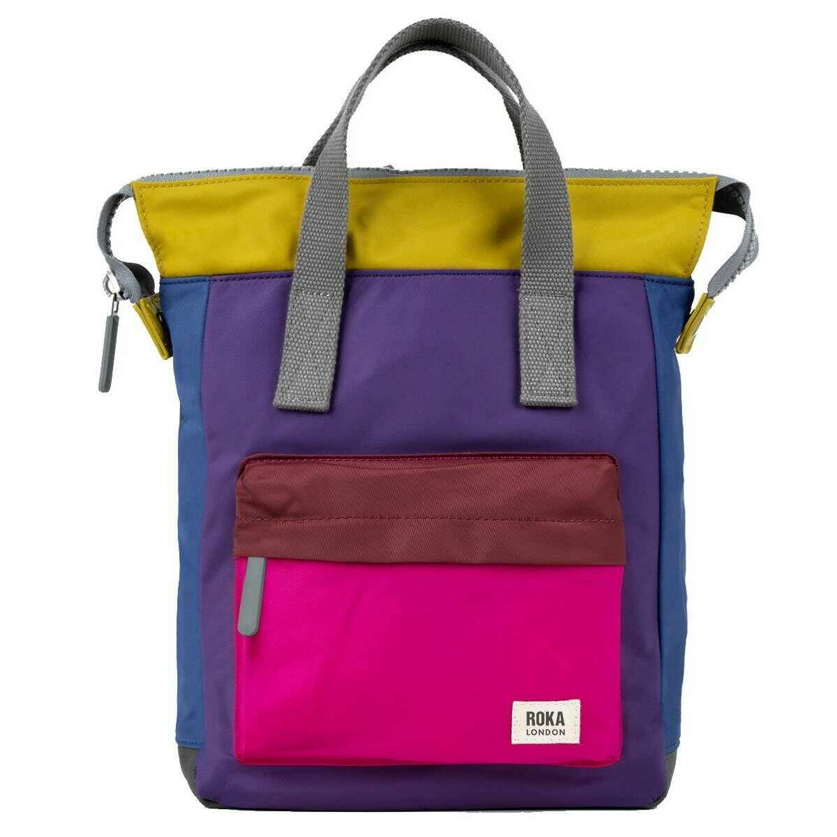 Roka Bantry B Small Creative Waste Colour Block Recycled Nylon Backpack - Pink/Purple/Blue