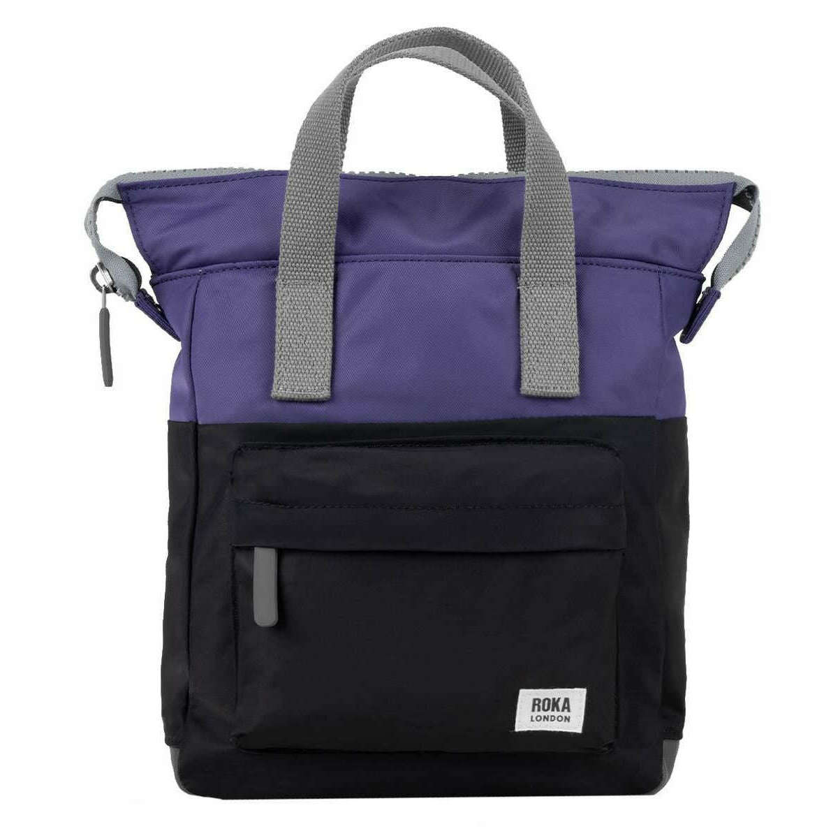 Roka Bantry B Small Creative Waste Two Tone Recycled Nylon Backpack - Black/Mulberry Purple