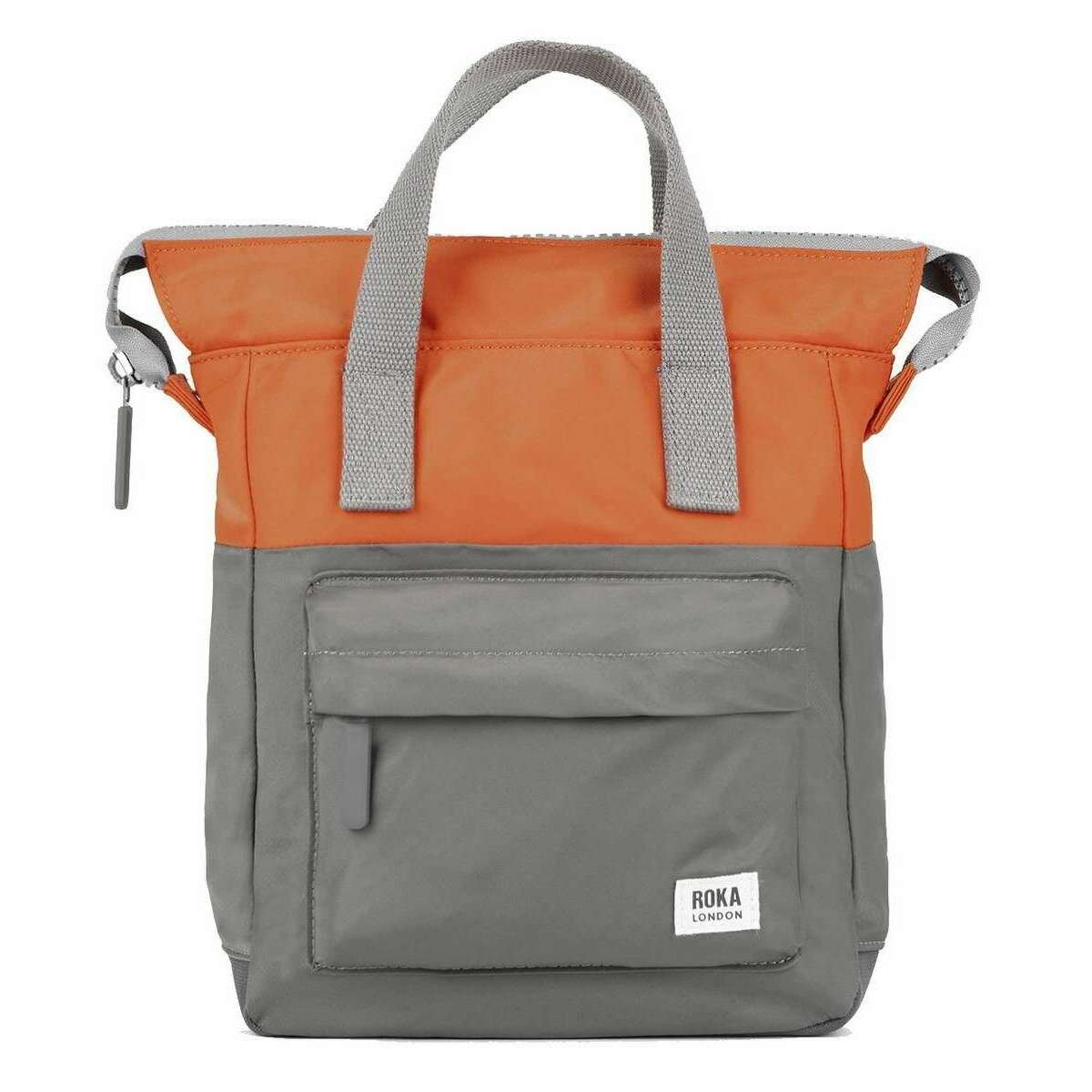 Roka Bantry B Small Creative Waste Two Tone Recycled Nylon Backpack - Graphite Grey/Burnt Orange