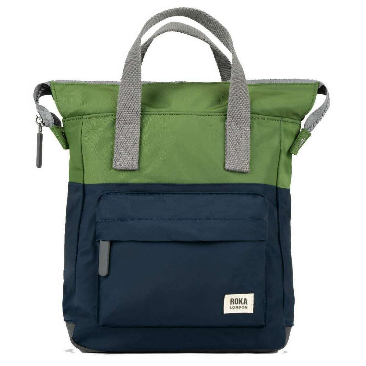 Roka Bantry B Small Creative Waste Two Tone Recycled Nylon Backpack - Midnight Blue/Avocado Green
