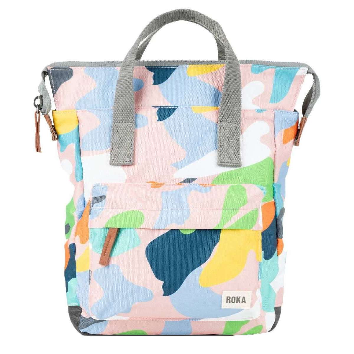 Roka Bantry B Small Mellow Camo Sustainable Canvas Backpack - White/Blue/Orange
