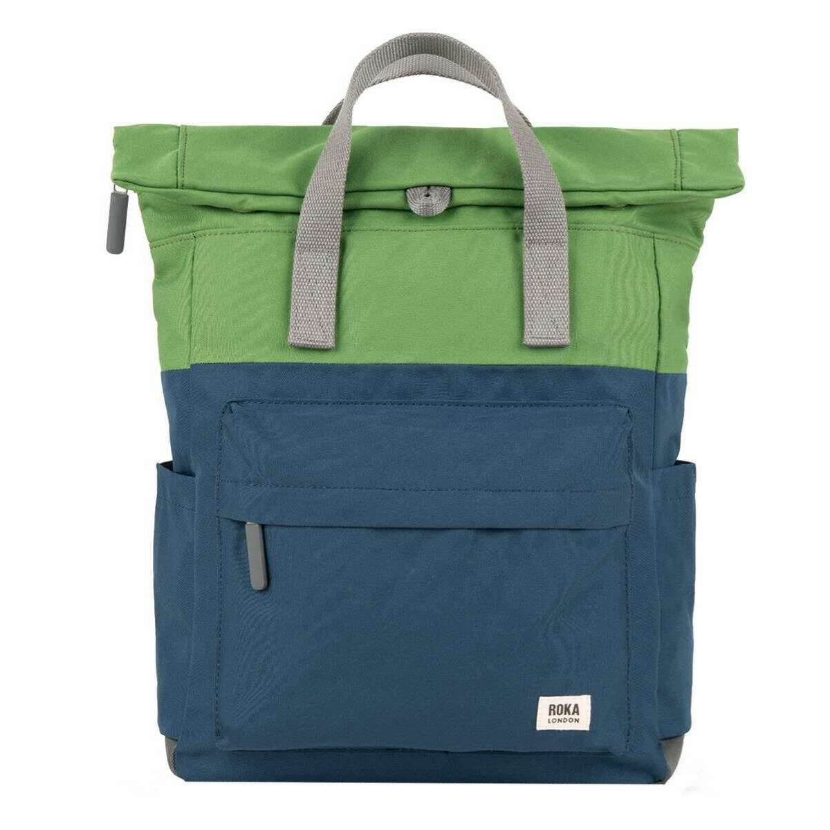 Roka Canfield B Medium Creative Waste Two Tone Recycled Canvas Backpack - Deep Blue/Foliage Green