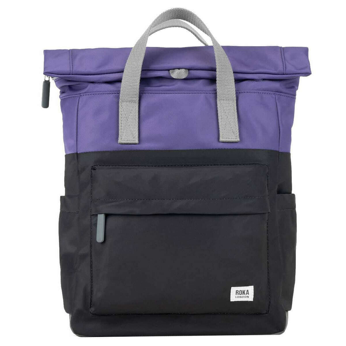 Roka Canfield B Medium Creative Waste Two Tone Recycled Nylon Backpack - Black/Mulberry Purple