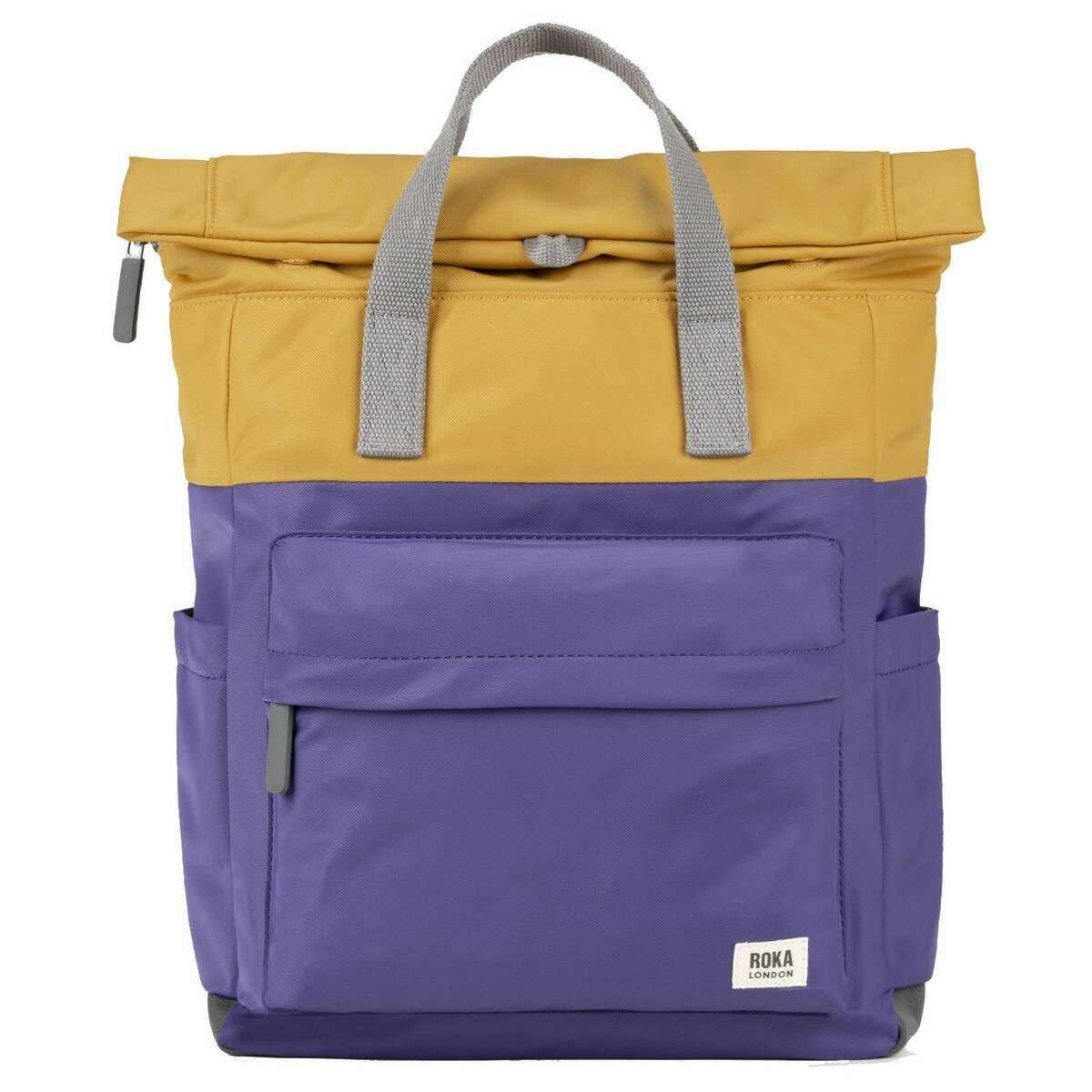 Roka Canfield B Medium Creative Waste Two Tone Recycled Nylon Backpack - Corn Yellow/Mulberry Purple