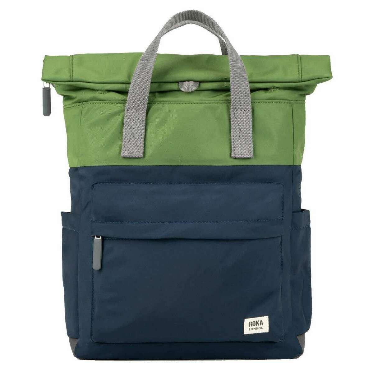 Roka Canfield B Medium Creative Waste Two Tone Recycled Nylon Backpack - Midnight Blue/Avocado Green