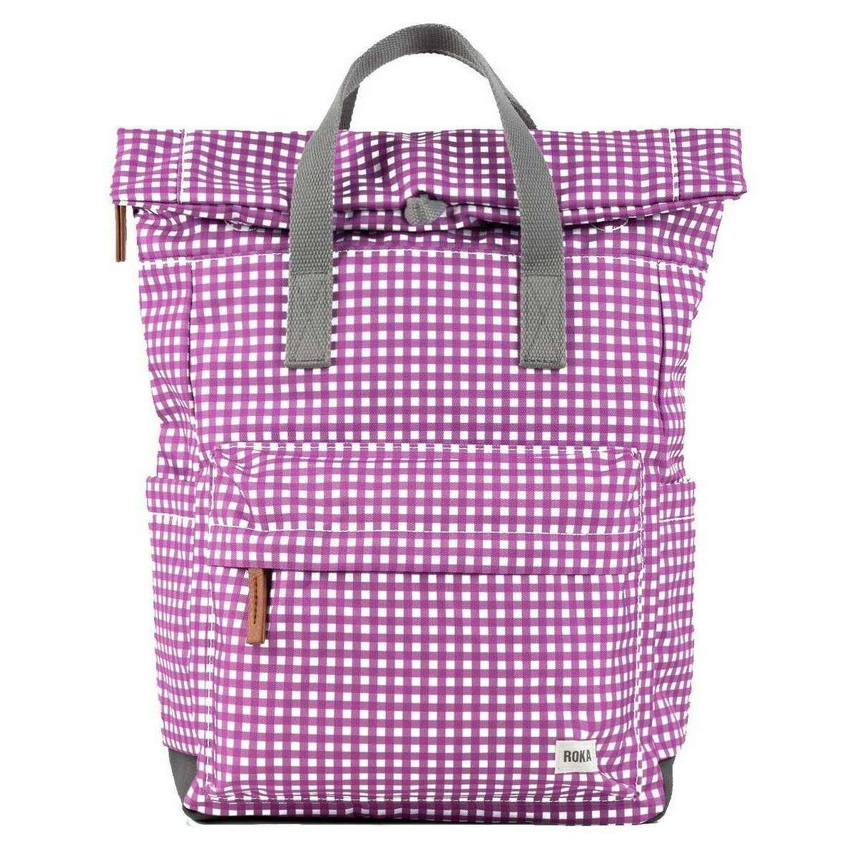 Roka Canfield B Medium Gingham Recycled Canvas Backpack - Purple