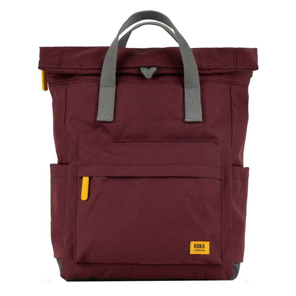 Roka Canfield B Medium Yellow Label Recycled Canvas Backpack - Zinfandel Maroon