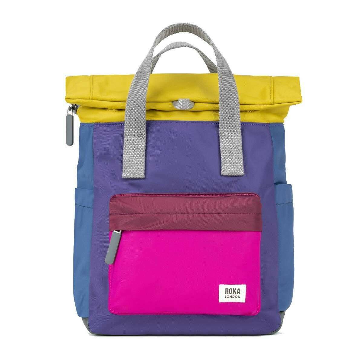 Roka Canfield B Small Creative Waste Colour Block Recycled Nylon Backpack - Pink/Purple/Blue