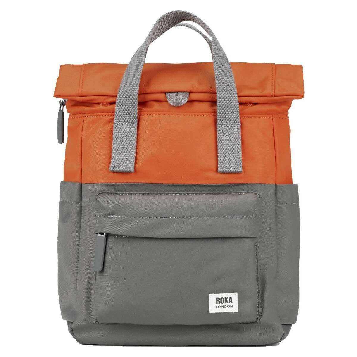 Roka Canfield B Small Creative Waste Two Tone Recycled Nylon Backpack - Graphite Grey/Burnt Orange