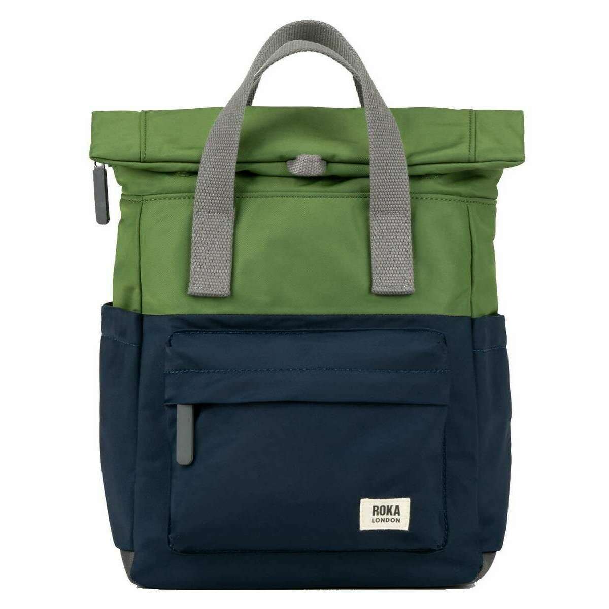 Roka Canfield B Small Creative Waste Two Tone Recycled Nylon Backpack - Midnight Blue/Avocado Green