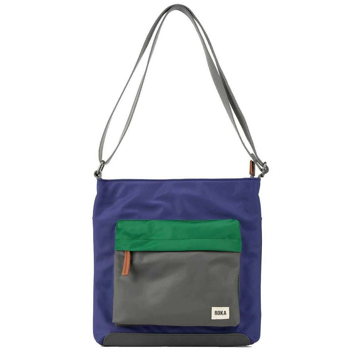Roka Kennington B Medium Creative Waste Colour Block Recycled Nylon Crossbody Bag - Purple/Yellow/Green