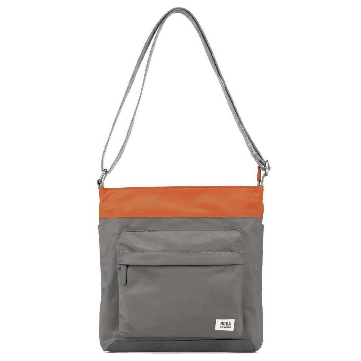 Roka Kennington B Medium Creative Waste Two Tone Recycled Nylon Crossbody Bag - Graphite Grey/Burnt Orange