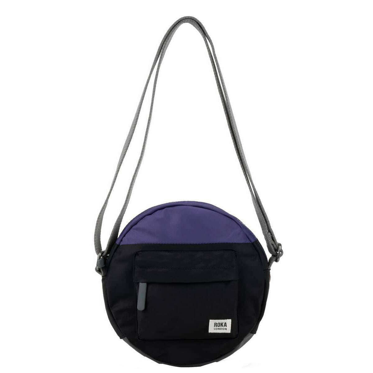 Roka Paddington B Creative Waste Two Tone Recycled Nylon Crossbody Bag - Black/Mulberry Purple