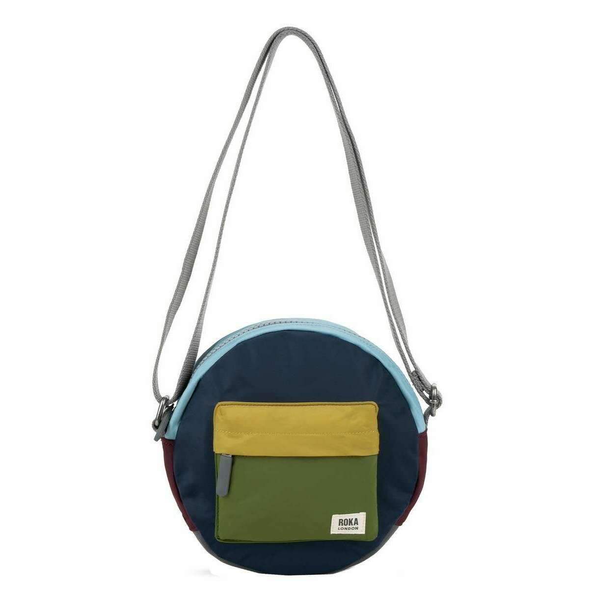 Roka Paddington B Small Creative Waste Colour Block Recycled Nylon Crossbody Bag - Navy/Green/Yellow