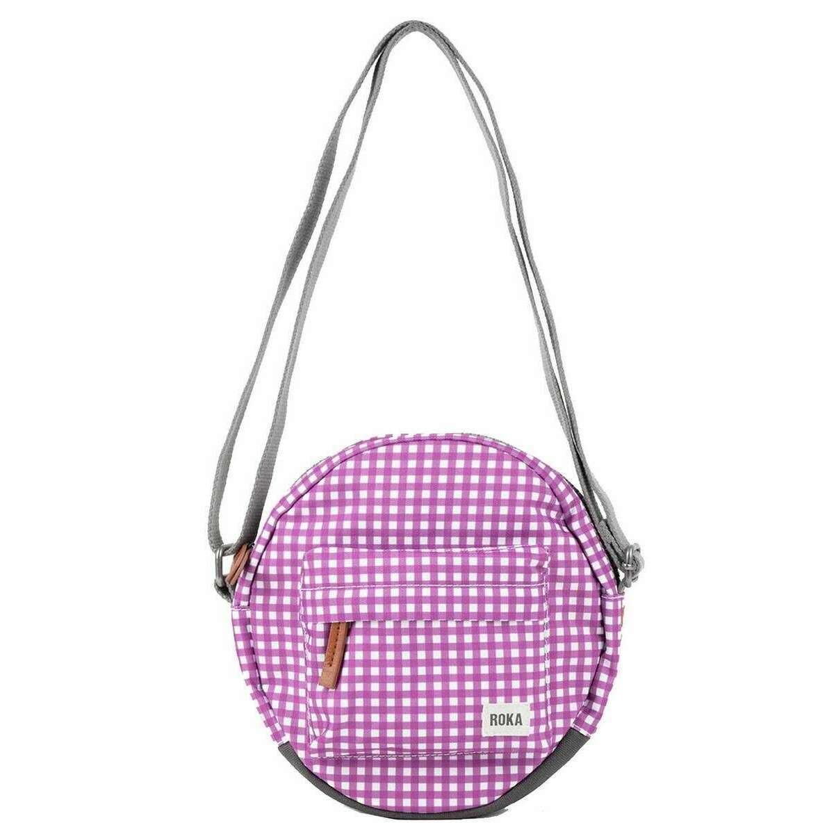 Roka Paddington B Small Gingham Recycled Canvas Crossbody Bag - Purple