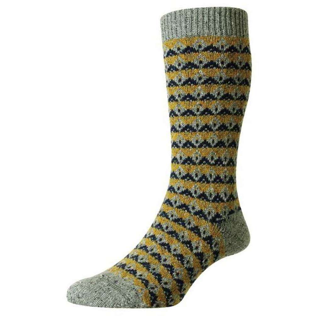 Scott Nichol Rydal Merino Wool New Fair Isle Socks - Mid Grey