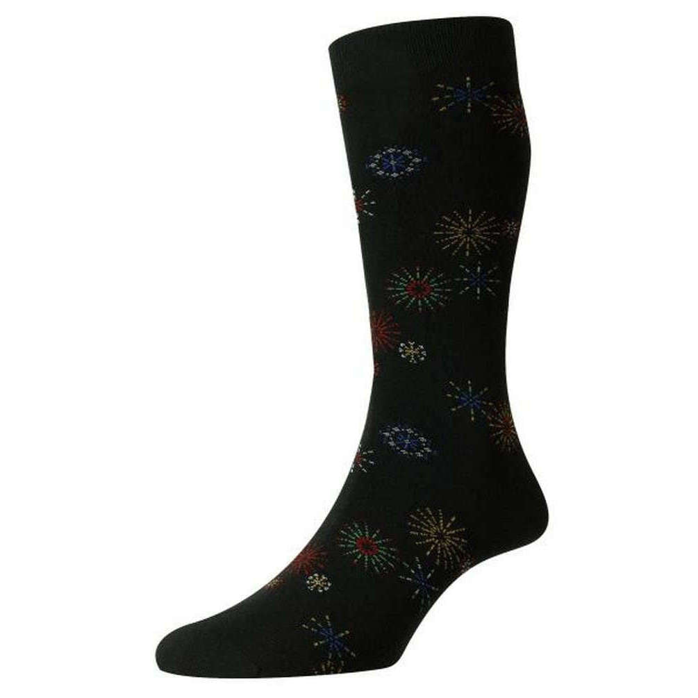 Scott Nichol Thames Organic Cotton Fireworks Motif Socks - Black